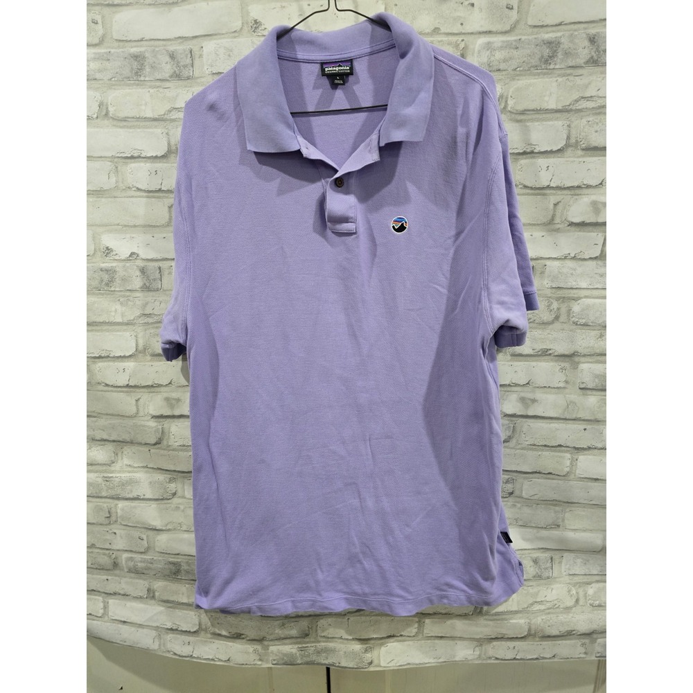 Patagonia Size Large Polo Shirt Purple Golf Prep Organic Cotton Breathable Men